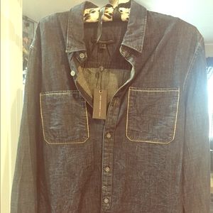 John Varvatos denim button up long sleeve shirt